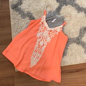 Bright Peach Color Flowing Tank Top 🍑🍑🍑